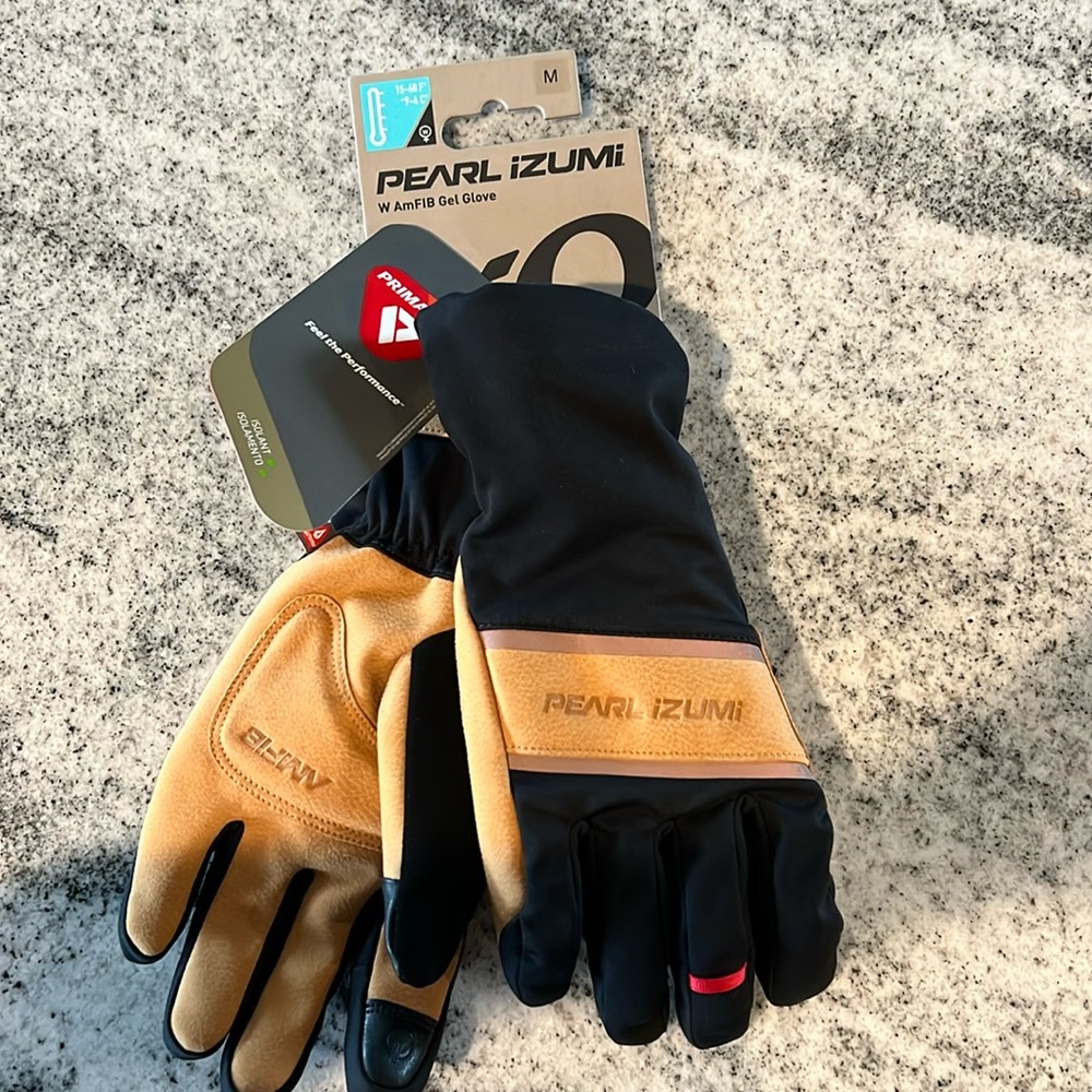 Pearl Izumi Women’s AmFIB Gel Glove Black / Dark Tan Size M New
